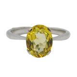 Art Deco 9ct White Gold & 1.25ct Oval-Cut Yellow Sapphire Dress Ring Antique