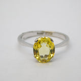 Art Deco 9ct White Gold & 1.25ct Oval-Cut Yellow Sapphire Dress Ring Antique