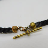 Victorian Gilt Metal & Woven Hair Plait Mourning Watch Chain c1860 Antique