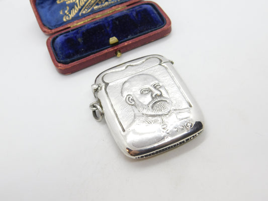 Sterling Silver King Edward VII Coronation Style Vesta Case Vintage c1980