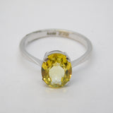 Art Deco 9ct White Gold & 1.25ct Oval-Cut Yellow Sapphire Dress Ring Antique