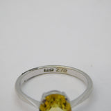 Art Deco 9ct White Gold & 1.25ct Oval-Cut Yellow Sapphire Dress Ring Antique