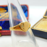 Heart 9ct Yellow Gold Signet Ring Vintage 1990 Birmingham Size P UK