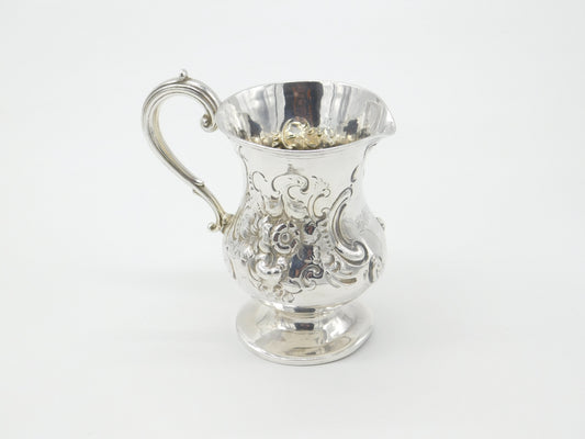 Victorian Sterling Silver Floral Pattern Cream Jug 1864 London Antique