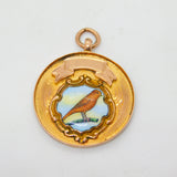 9ct Yellow Gold Enamel Racing Pigeon Sporting Fob Medal Antique 1934 Chester