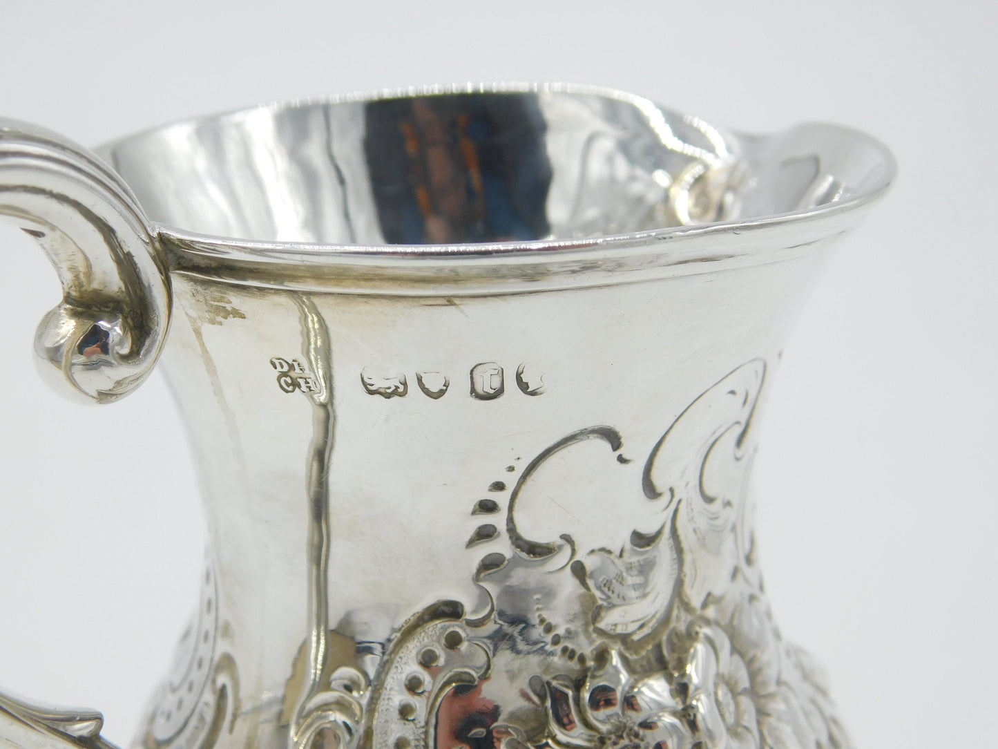 Victorian Sterling Silver Floral Pattern Cream Jug 1864 London Antique