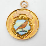 9ct Yellow Gold Enamel Racing Pigeon Sporting Fob Medal Antique 1934 Chester