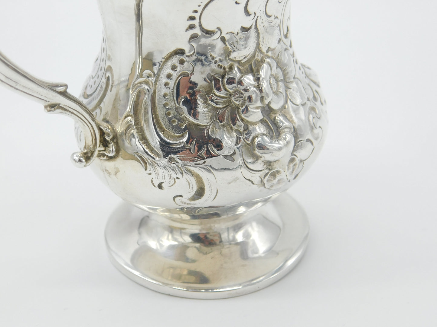 Victorian Sterling Silver Floral Pattern Cream Jug 1864 London Antique