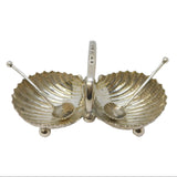 Victorian Sterling Silver Double Shell Salt Cellar Antique 1885 Birmingham