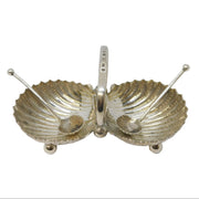 Victorian Sterling Silver Double Shell Salt Cellar Antique 1885 Birmingham