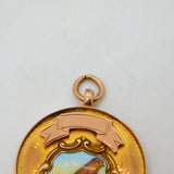 9ct Yellow Gold Enamel Racing Pigeon Sporting Fob Medal Antique 1934 Chester