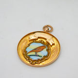 9ct Yellow Gold Enamel Racing Pigeon Sporting Fob Medal Antique 1934 Chester