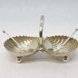 Victorian Sterling Silver Double Shell Salt Cellar Antique 1885 Birmingham