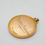 9ct Yellow Gold Enamel Racing Pigeon Sporting Fob Medal Antique 1934 Chester