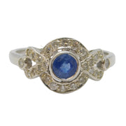 Sterling Silver, 0.25ct Sapphire & Diamond Engagement Ring Vintage