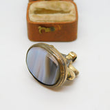 Victorian Rolled Gold & Montrose Agate Set Scales of Justice Fob c1840 Antique