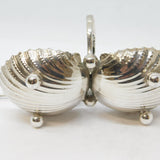 Victorian Sterling Silver Double Shell Salt Cellar Antique 1885 Birmingham