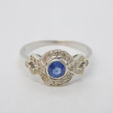 Sterling Silver, 0.25ct Sapphire & Diamond Engagement Ring Vintage