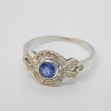 Sterling Silver, 0.25ct Sapphire & Diamond Engagement Ring Vintage