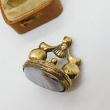 Victorian Rolled Gold & Montrose Agate Set Scales of Justice Fob c1840 Antique