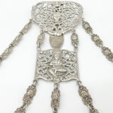 Victorian Art Nouveau Silver Plated Sewing Chatelaine with Tools c1880 Antique