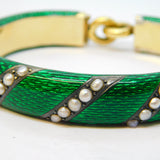 19th Century French 18ct Gold, Silver Gilt, Enamel, Pearl Bracelet Antique c1880