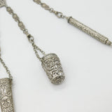 Victorian Art Nouveau Silver Plated Sewing Chatelaine with Tools c1880 Antique