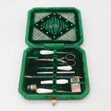 Boxed Victorian Mother of Pearl & Steel Complete Sewing Set c1880 Antique
