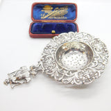 Dutch Sterling Silver Maiden, Windmill Tea Strainer Antique c1920 Art Deco