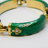 19th Century French 18ct Gold, Silver Gilt, Enamel, Pearl Bracelet Antique c1880