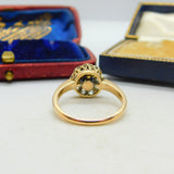 Sapphire and 2ct Diamond 14ct Yellow Gold Cluster Ring Vintage Art Deco c1920