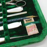 Boxed Victorian Mother of Pearl & Steel Complete Sewing Set c1880 Antique