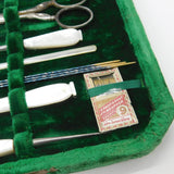 Boxed Victorian Mother of Pearl & Steel Complete Sewing Set c1880 Antique