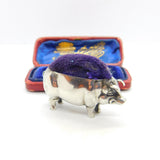 Edwardian Sterling Silver Pig Form Pin Cushion 1904 Chester Antique