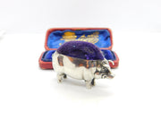 Edwardian Sterling Silver Pig Form Pin Cushion 1904 Chester Antique
