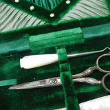 Boxed Victorian Mother of Pearl & Steel Complete Sewing Set c1880 Antique