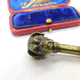 Victorian Cast Bronze Boxer Bulldog Column Desk Seal Stamp Antique c1890