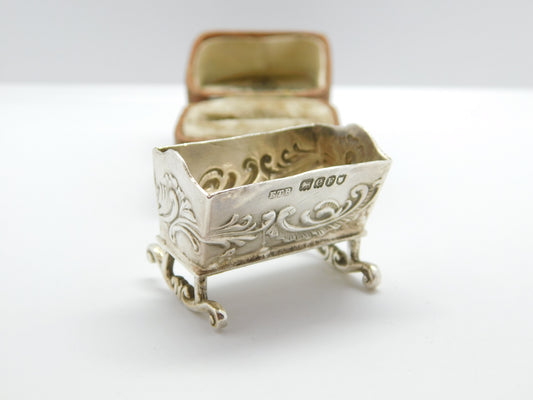 Victorian Sterling Silver Babies Cot Dolls House Miniature 1900 London Antique