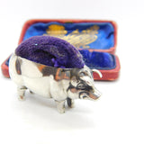 Edwardian Sterling Silver Pig Form Pin Cushion 1904 Chester Antique