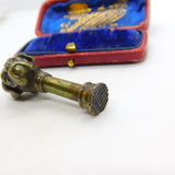 Victorian Cast Bronze Boxer Bulldog Column Desk Seal Stamp Antique c1890