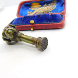 Victorian Cast Bronze Boxer Bulldog Column Desk Seal Stamp Antique c1890