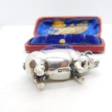 Edwardian Sterling Silver Pig Form Pin Cushion 1904 Chester Antique