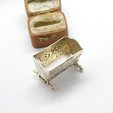 Victorian Sterling Silver Babies Cot Dolls House Miniature 1900 London Antique