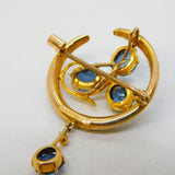 Edwardian 9ct Gold, Sapphire & Pearl Shamrock & Crescent Pendant c1910 Antique