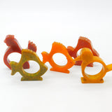 Collection of Mid-Century Early Plastic Fish, Bird & Chicken Napkin Rings c1950s