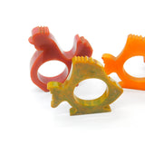 Collection of Mid-Century Early Plastic Fish, Bird & Chicken Napkin Rings c1950s