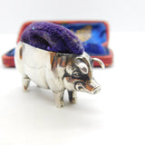 Edwardian Sterling Silver Pig Form Pin Cushion 1904 Chester Antique
