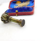 Victorian Cast Bronze Boxer Bulldog Column Desk Seal Stamp Antique c1890
