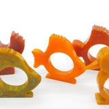 Collection of Mid-Century Early Plastic Fish, Bird & Chicken Napkin Rings c1950s