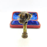 Victorian Cast Bronze Boxer Bulldog Column Desk Seal Stamp Antique c1890